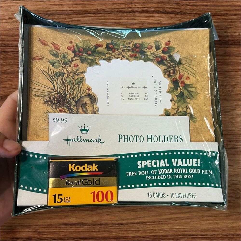 Hallmark Christmas Photo Holder Cards 15 Count + Expired Kodak Film NOS